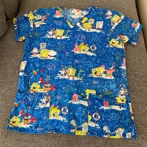 EUC Nickelodeon SpongeBob Squarepants M Scrub Top